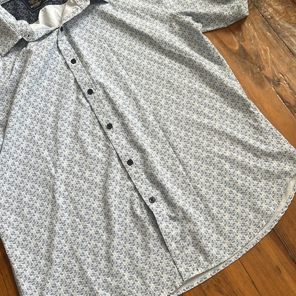 Rugby Ralph Lauren Polo Short Sleeve Button Down Shirt Blue Geometric Size XL - Picture 2 of 10